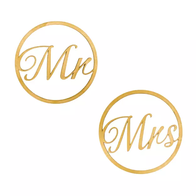 Mr&Mrs karika szett színes-arany