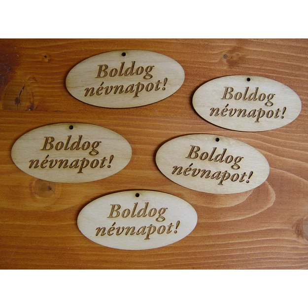 Natúr fa "Boldog névnap" táblák 4*8cm 5db