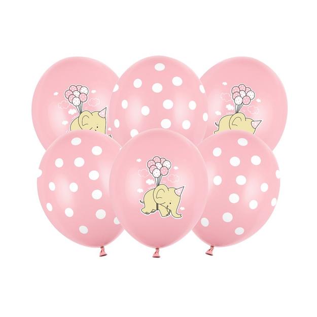 Pasztel rózsaszín lufi elefántos 6db 30cm