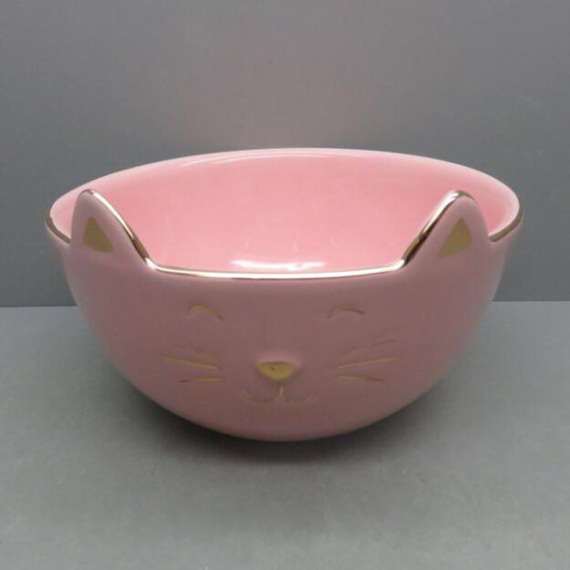 Porcelán tál macskás15,5cm rózsaszín