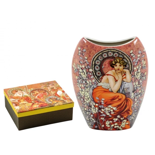 Porcelán váza 20,3cm Mucha