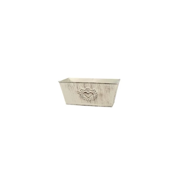 Szögletes szívmintás cink tál krém 23,3x13x10cm
