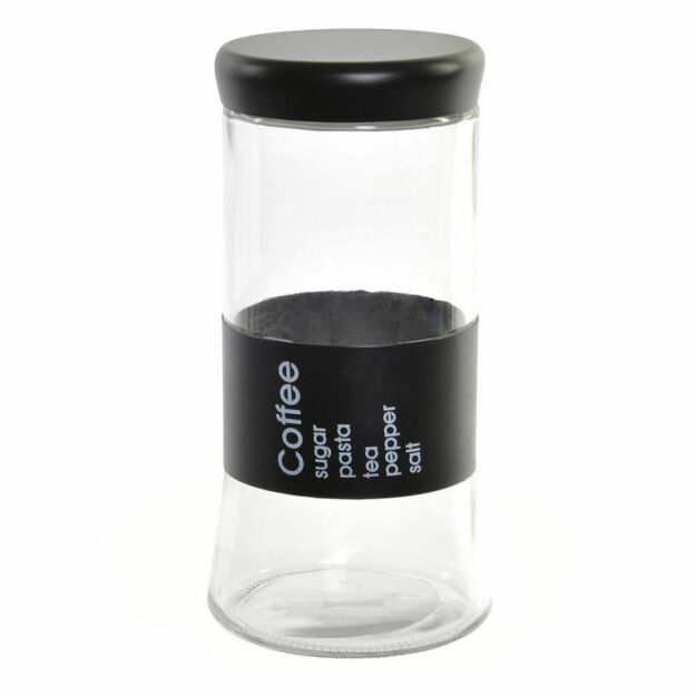Tároló üveg fém 11,5x11,5x23cm  1380ml fekete