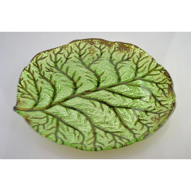 Üveg kínálótál levél 22cm "Vien Leaf"