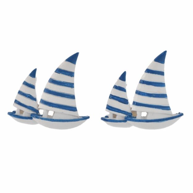 Vitorlás hajó öntapadós poly 4,7x4,5x0,8 cm kék,fehér  2db