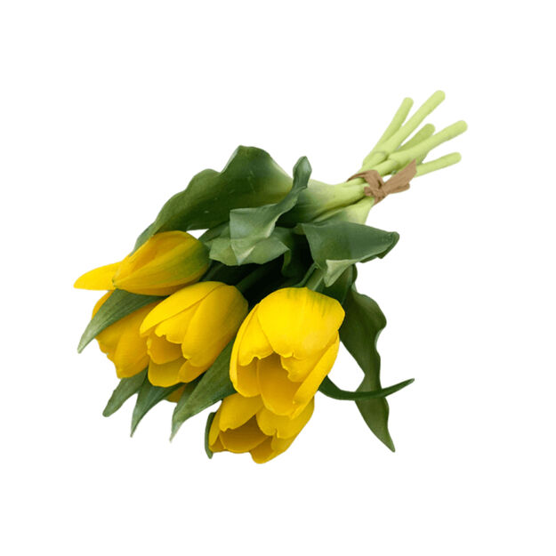 Zártfejű élethű gumi tulipán 7db/csokor - Sárga