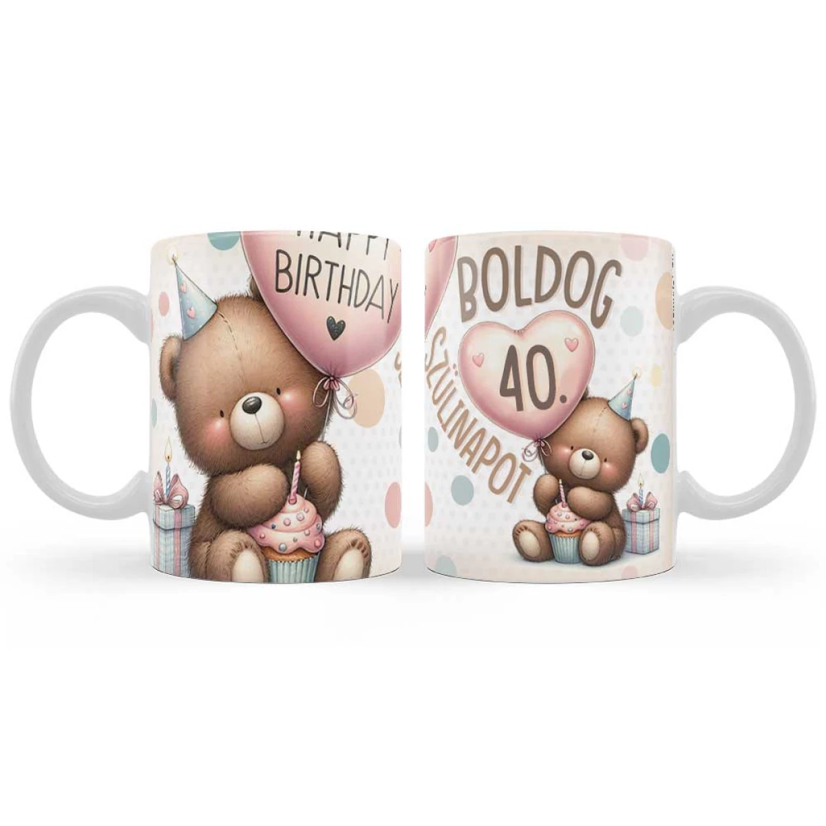 Bögre 3 dl -Boldog 40 éves születésnapot macis