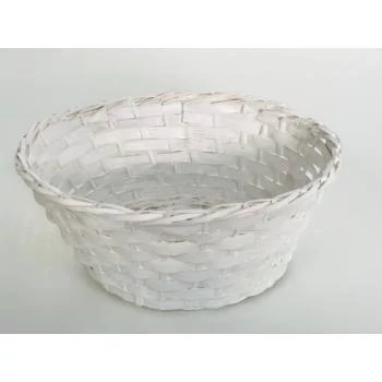 Bambusz kosár kerek fehér 22x8cm