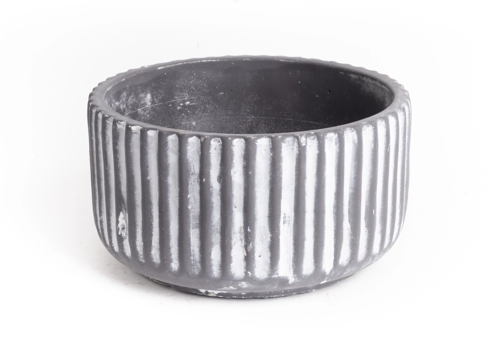 Beton kaspó tál szürke bordás 17x9cm