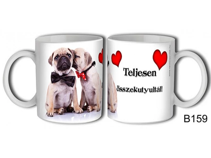 Bögre teljesen összekutyultál kutyás, szerelmes ajándék valentinnapra