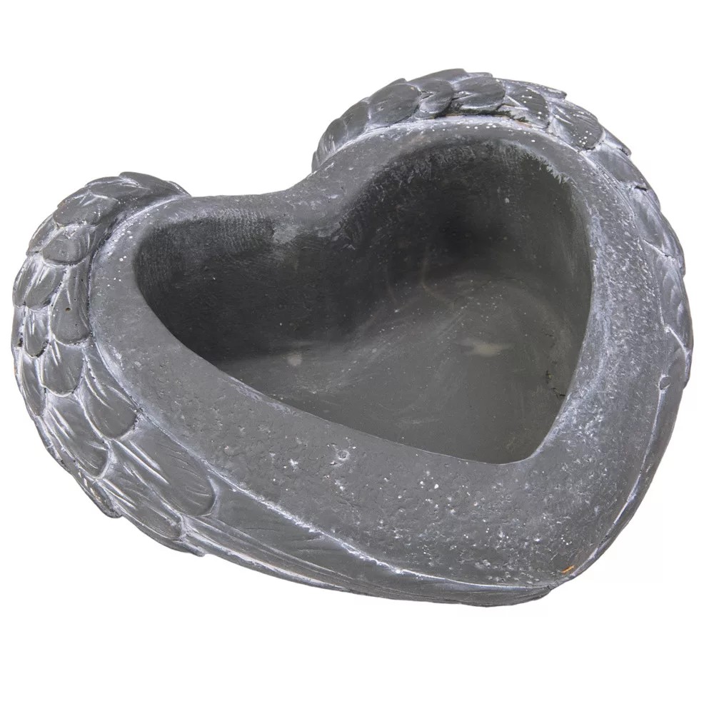 Cement kaspó, szív forma  sötét szürke  18,5x18,5x7,5cm