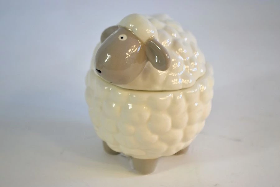 Cukortartó/bonbonier kerámia fedeles 11x8,8x12cm Bárányka 250ml