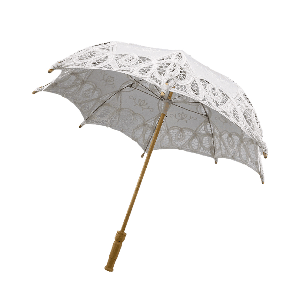 Esernyő csipke krém virágos hímzett 42cm, átmérő 45cm