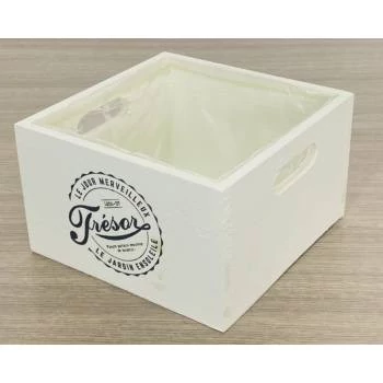 Fa fiók fehér kocka - TRESOR- 24x24x13cm