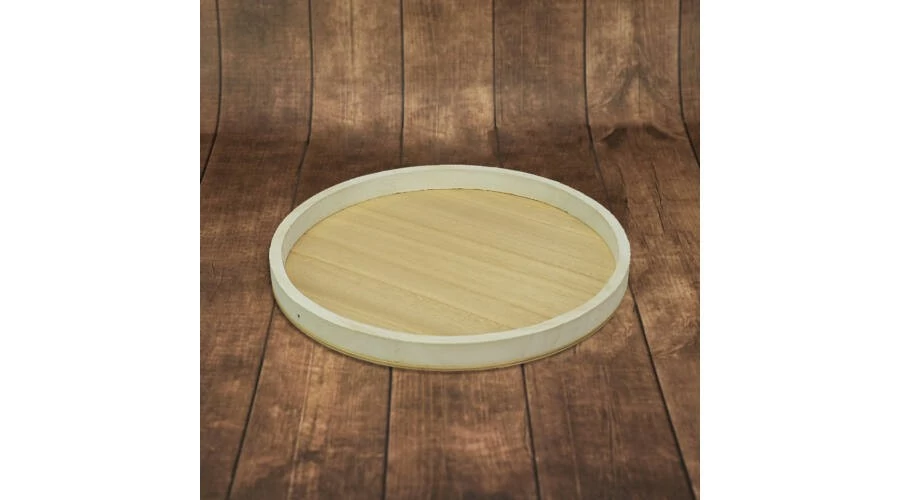 Fa tálca 30cm fehér/natúr