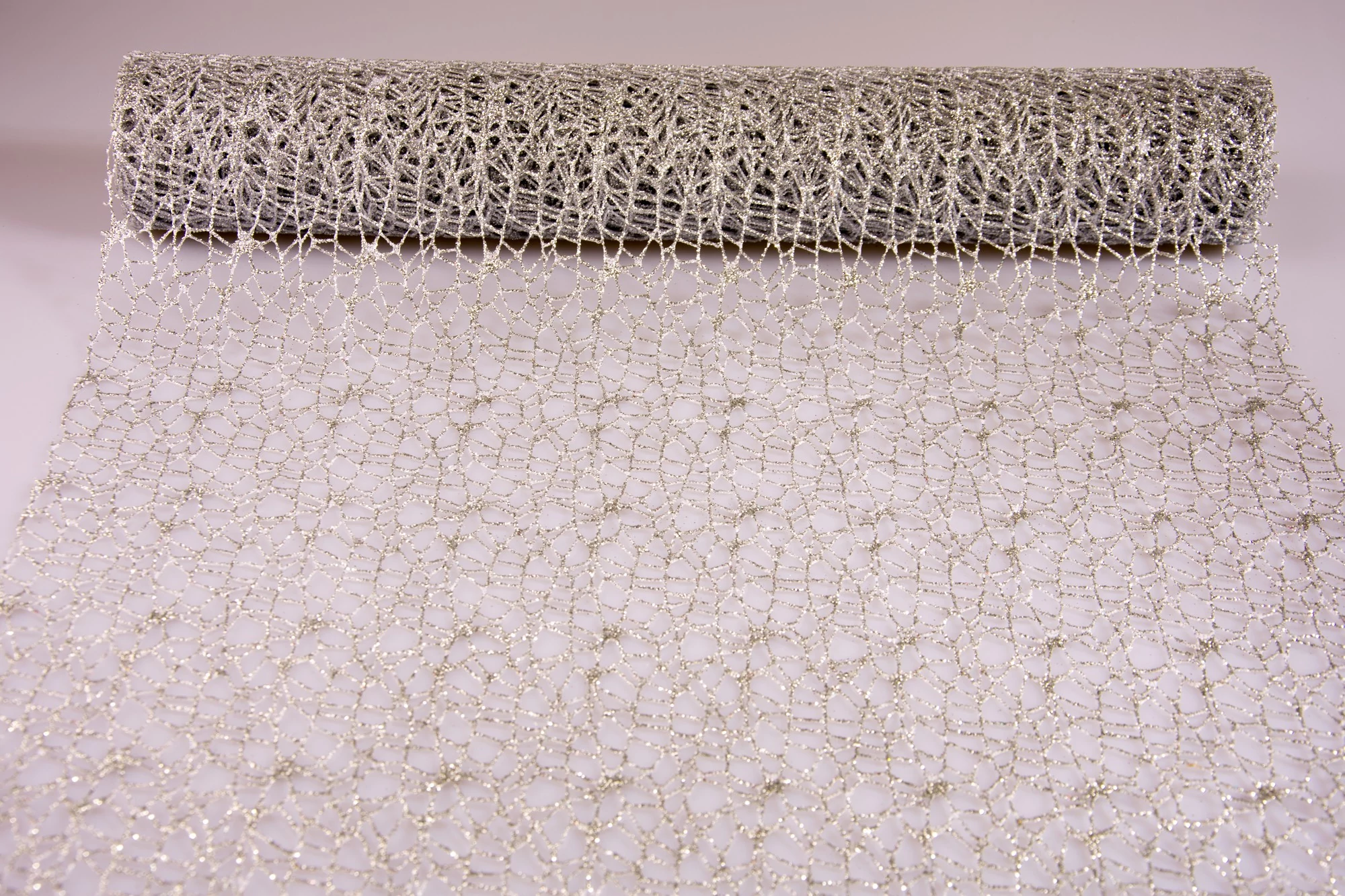 Glitteres Valensz háló 50cm x 4,5m Ezüst