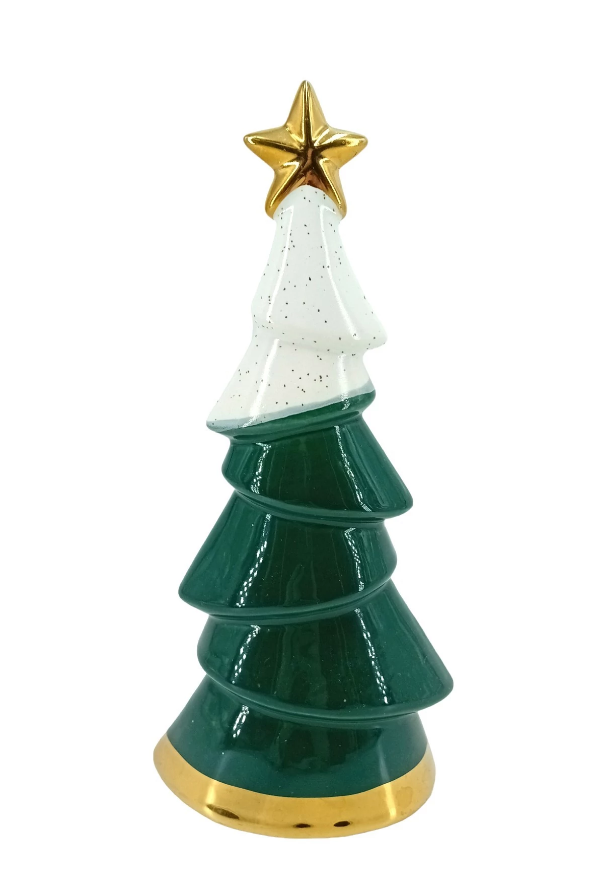 Kerámia fenyőfa arany-fehér-zöld 24 cm