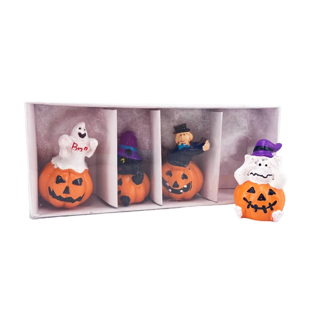 Kerámia halloween tök 4db  3,4x5,4cm