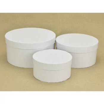 Kerek papírdoboz fehér  3db/szett  (21x10,5cm,18x9,5cm,14,5x7cm)