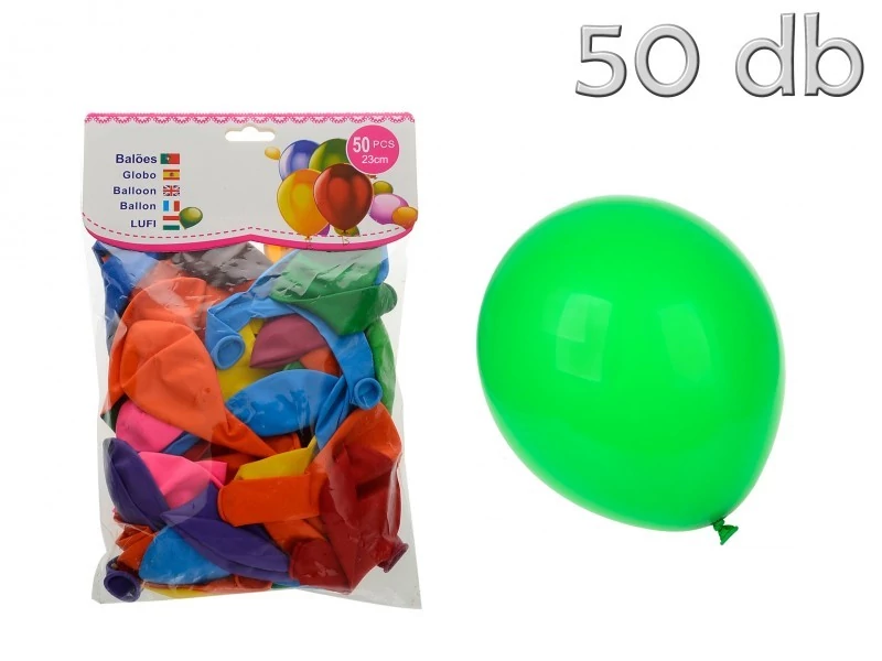 Latex lufi 50 db színes 23cm