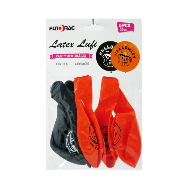 Latex lufi halloween 30cm 5db/csomag