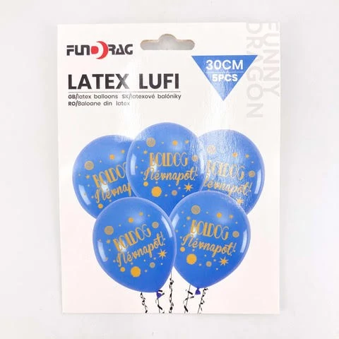 Latex lufi névnap kék 5db 30cm