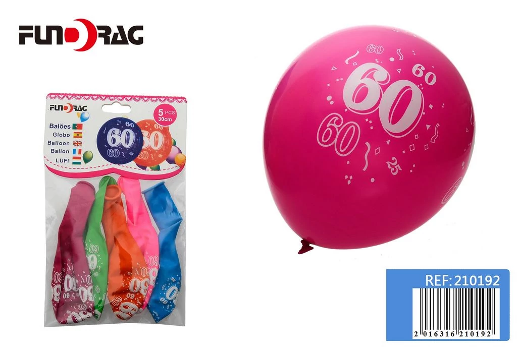 Lufi latex 5 db 30cm színes 60-as