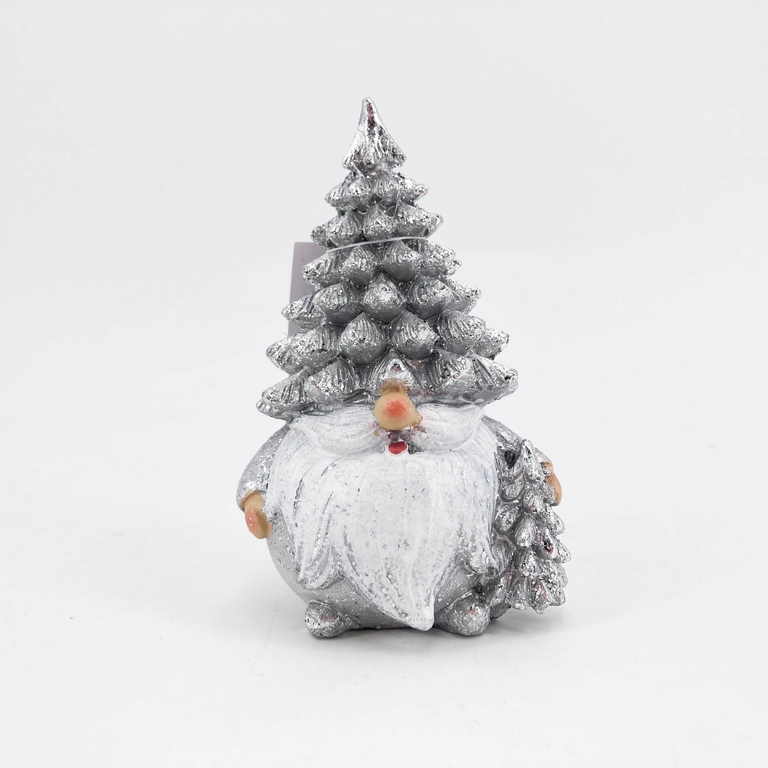 Manó figura 6,5x5,5x10,5cm fenyőfával ezüst
