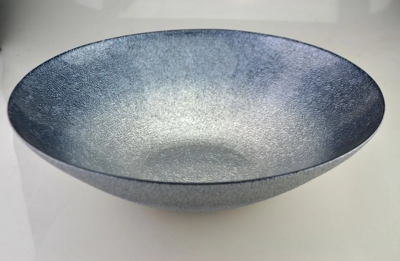 Mély tál,kerek kék-ezüst csillámos 33cm 