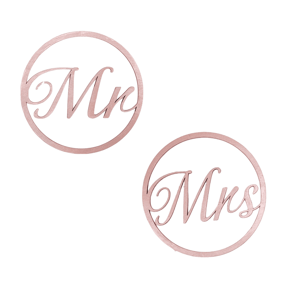 Mr&Mrs karika szett színes rózsaarany