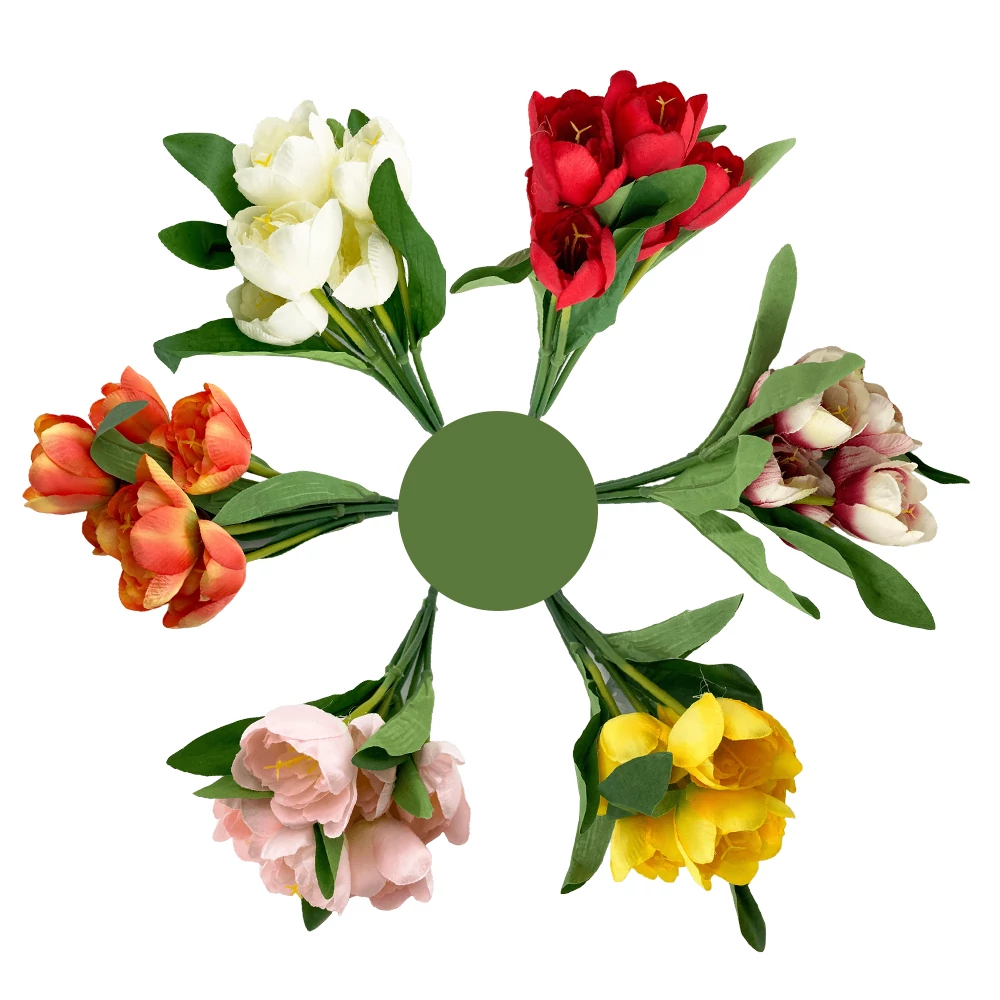 Selyem tulipán csokor 7ágú 36cm, választható