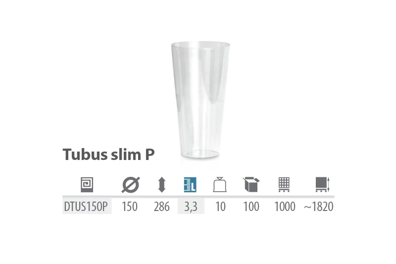 Virágcserép 150 mm Átlátszó Tubus slim P Prosperplast