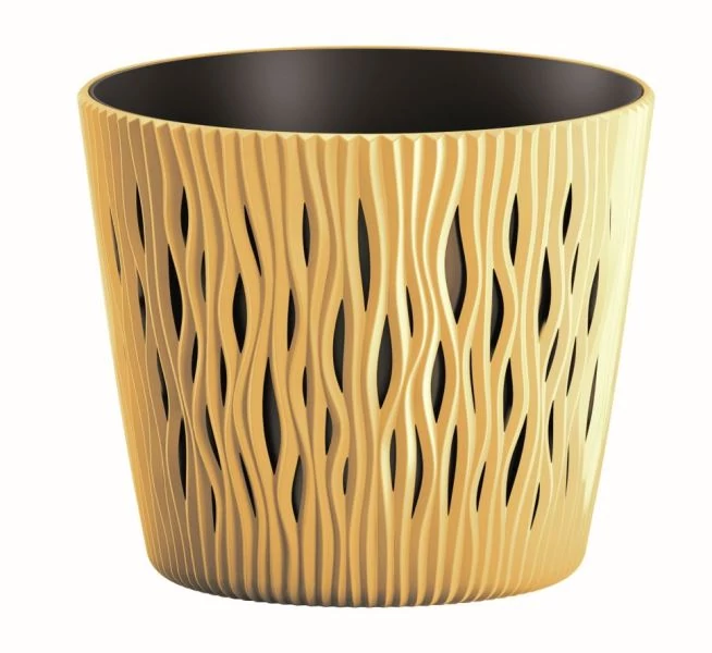 Virágcserép 158 x 138 mm Mustár SANDY ROUND Prosperplast